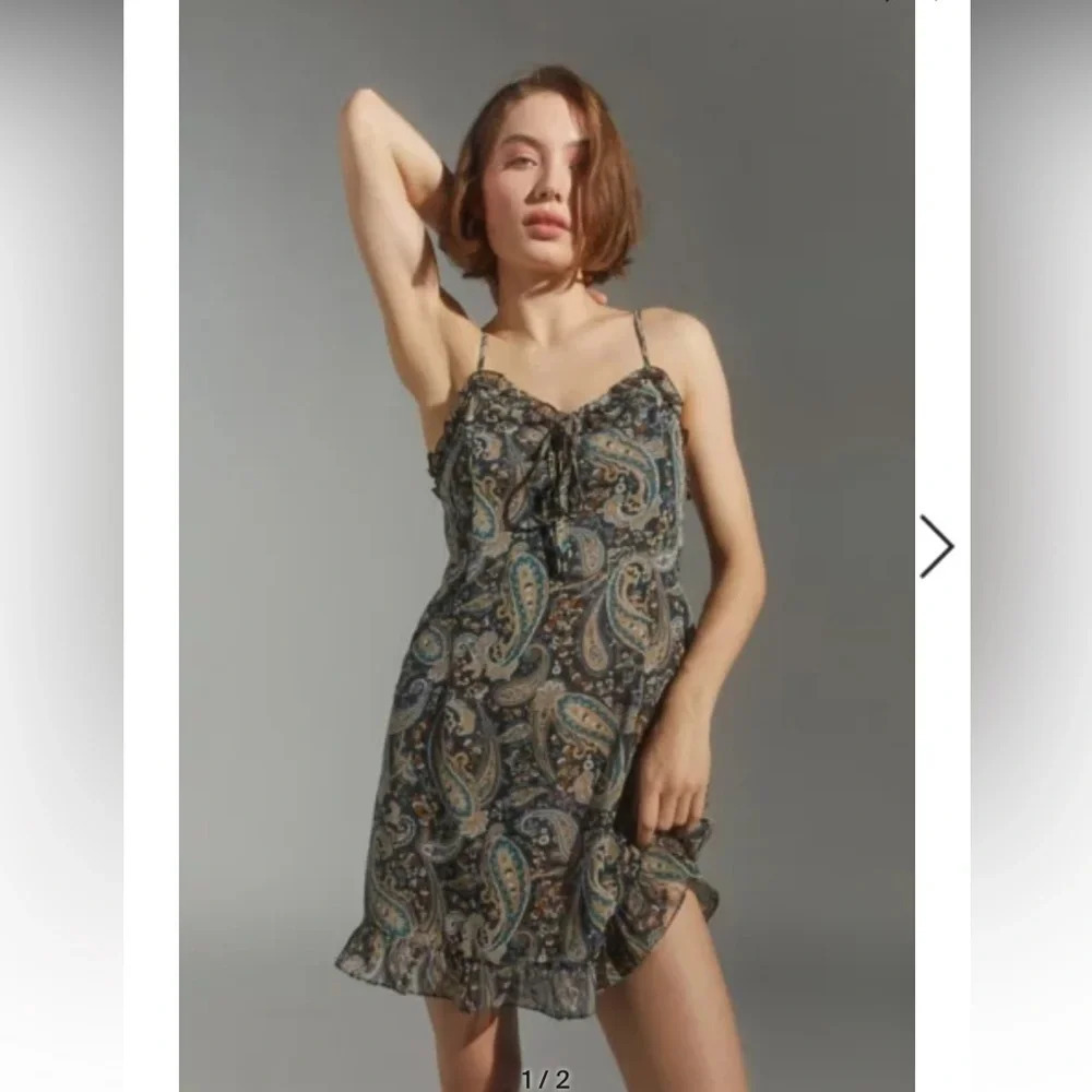 NWT Urban Outfitters Dress Forum Anna Mesh Paisley Spaghetti Strap Mini โฆ